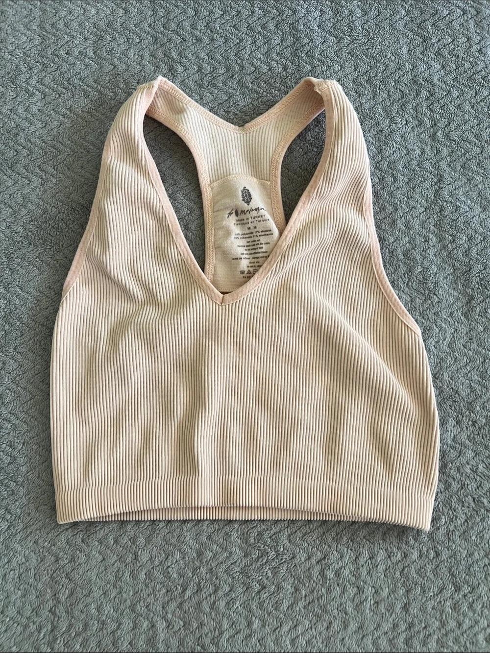 Free People Movement Nude Peach Seamless V-Neck Racerback Bralette Size Medium